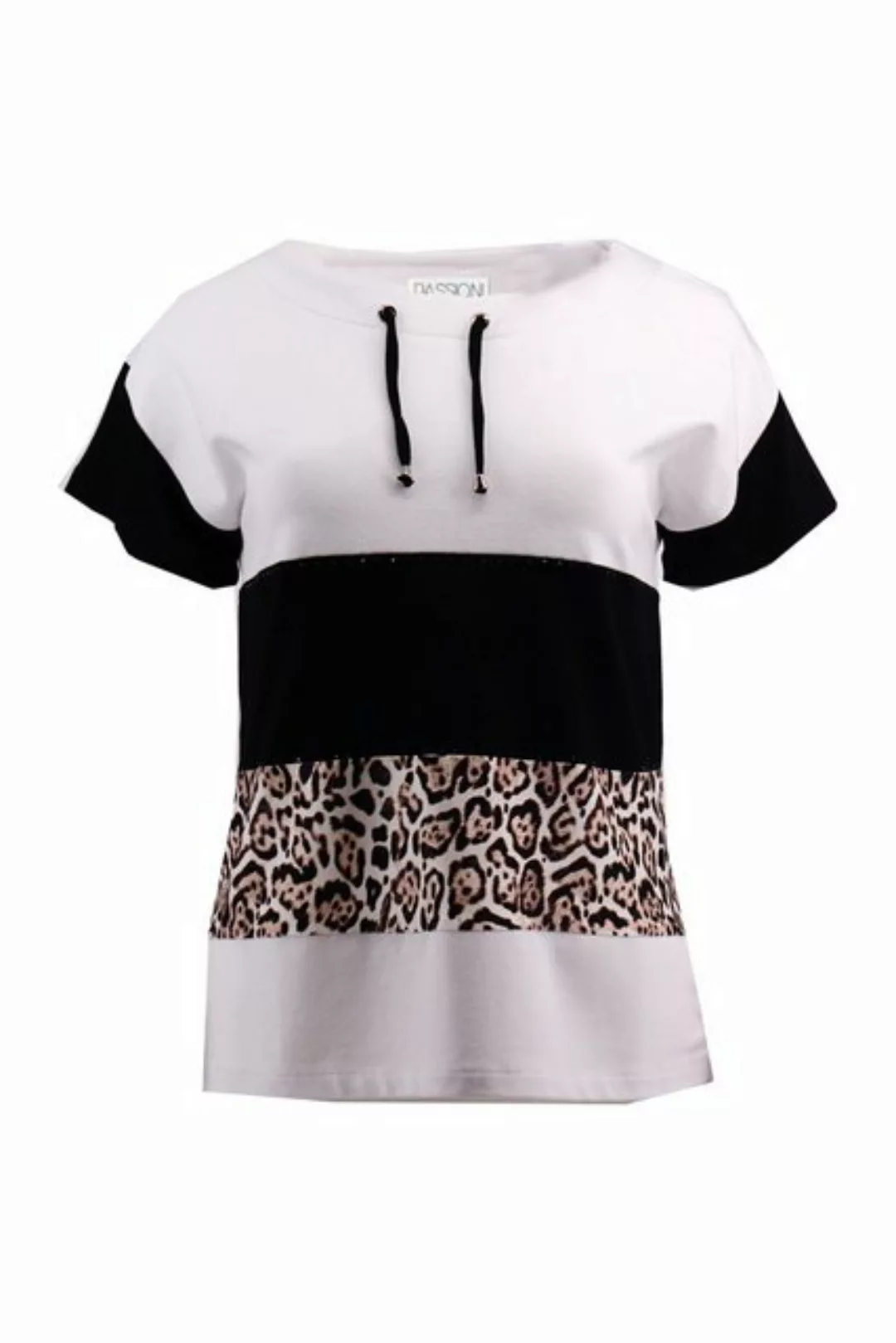 Passioni Print-Shirt Sportliches Streifen T-Shirt mit Leopardenmuster Rundh günstig online kaufen