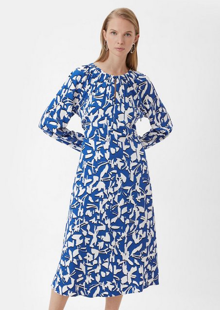 Comma Maxikleid Fließendes Maxikleid mit All-over-Print Raffung günstig online kaufen