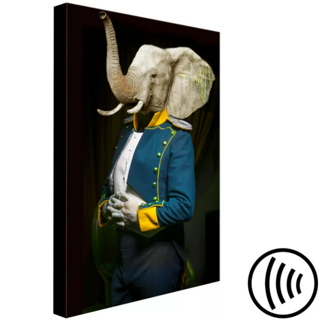 Wandbild Mann in Uniform mit Elefantenkopf - abstraktes Porträt XXL günstig online kaufen