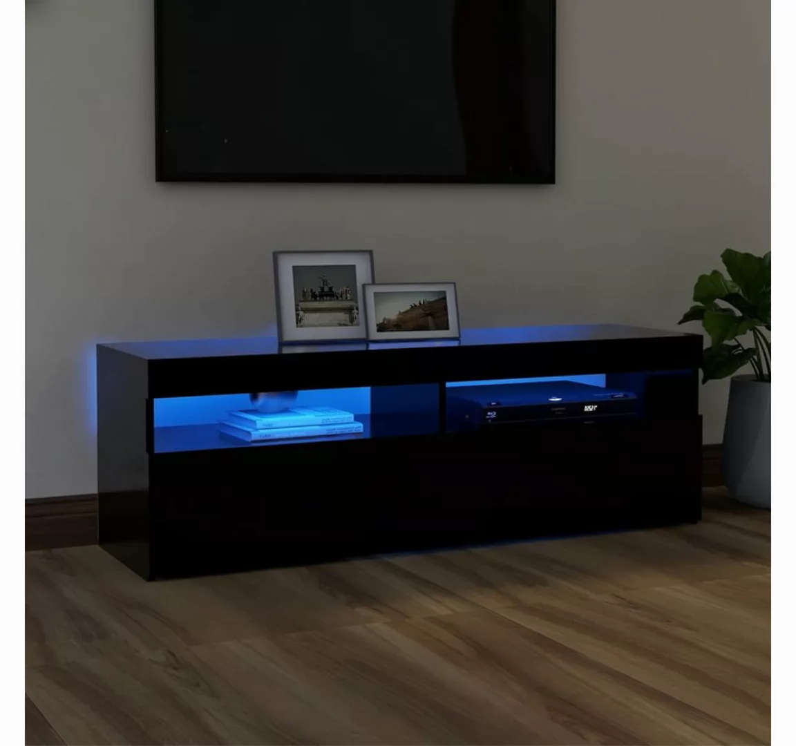 vidaXL TV-Schrank TV-Schrank mit LED Leuchten Schwarz 120x35x40 cm Lowboard günstig online kaufen