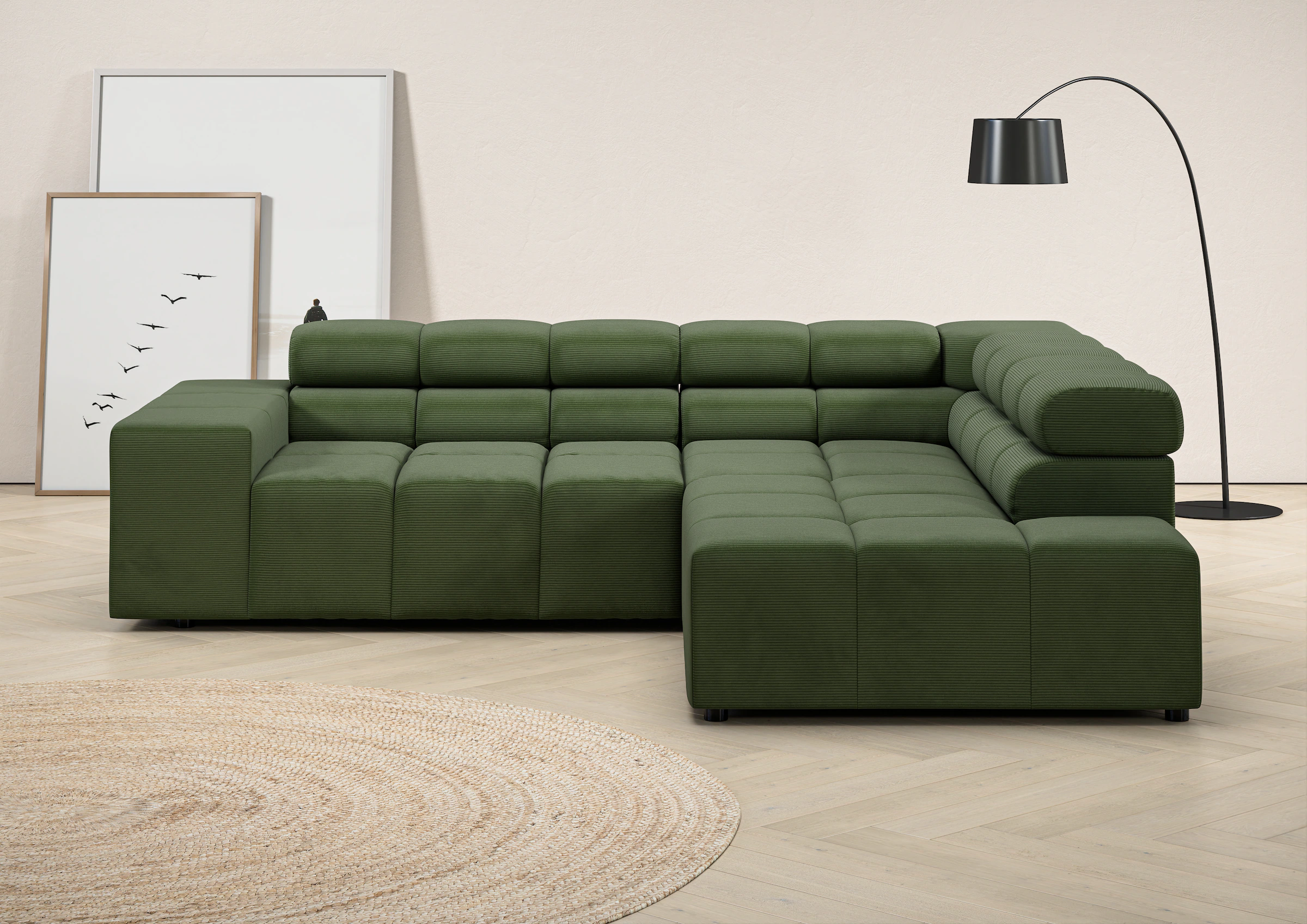INOSIGN Ecksofa "Ancona, incl. Kopfteilverstellung + 3 Zierkissen, L-Form, günstig online kaufen