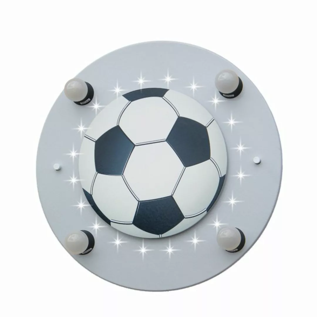 home24 Elobra Deckenleuchte Fußball 4/20 4-flammig Silber Holz LED 50x50x8 günstig online kaufen