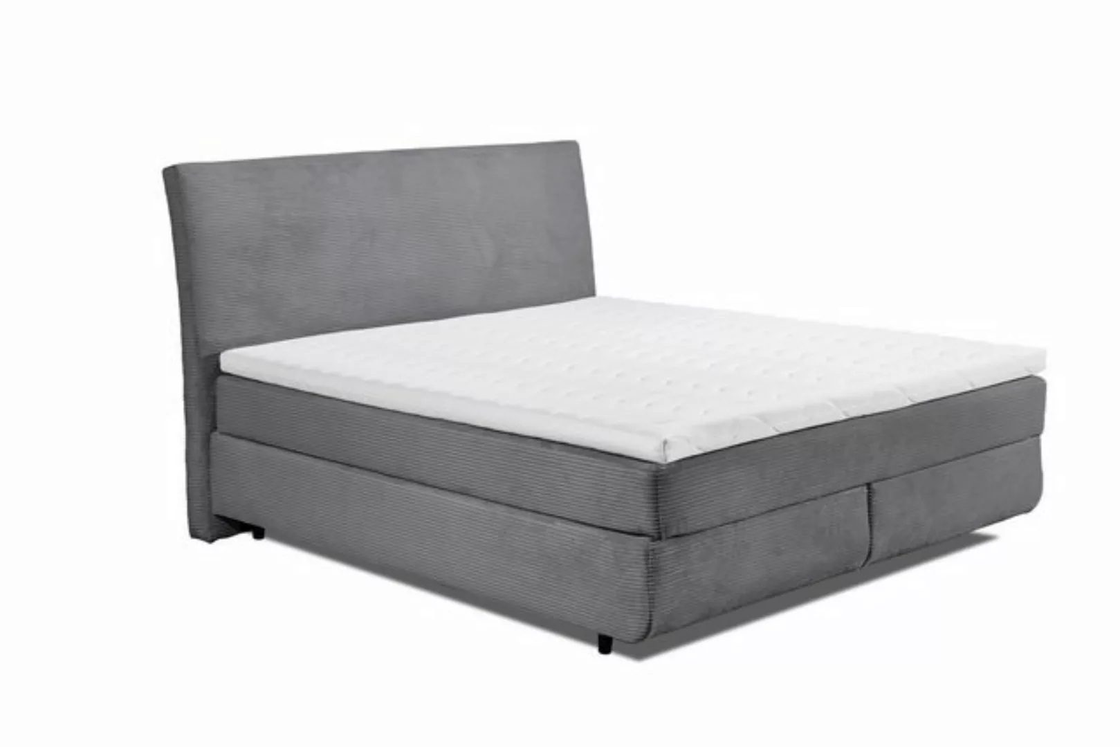 freiraum Boxspringbett MARBELLA, 6cm Topper, Cord grau, Härtegrad 2/3, 180x günstig online kaufen