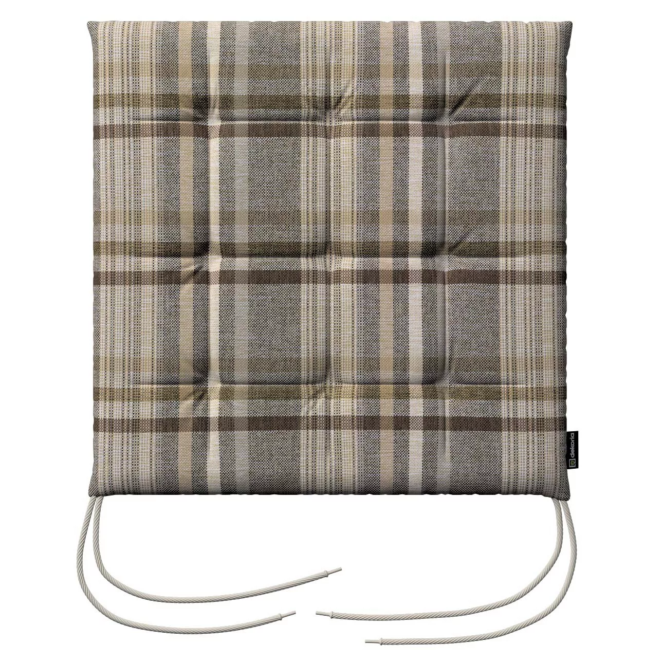 Stuhlkissen Ulrich mit Bindeschnur, braun- beige, 40 x 40 x 3,5 cm, Edinbur günstig online kaufen