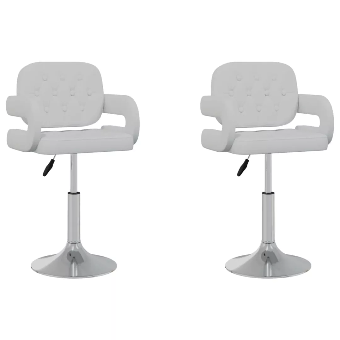 Esszimmerstühle 2 Stk. Drehbar Weiß Kunstleder günstig online kaufen