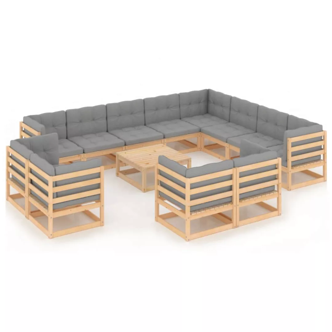 13-tlg. Garten-lounge-set Mit Kissen Kiefer Massivholz günstig online kaufen