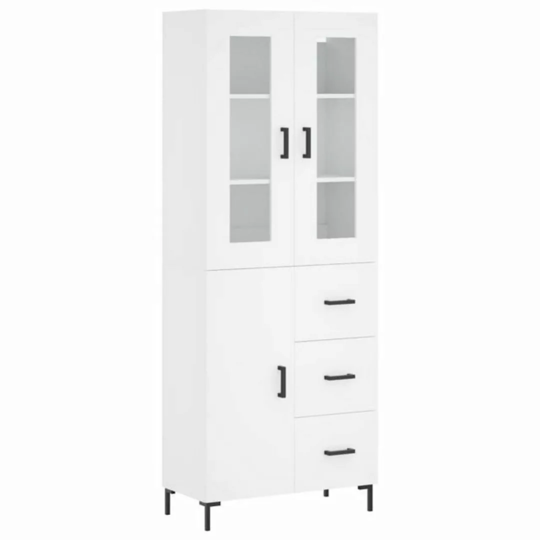 vidaXL Vitrine Highboard Weiß 69,5x34x180 cm Spanplatte Glas Vitrine günstig online kaufen