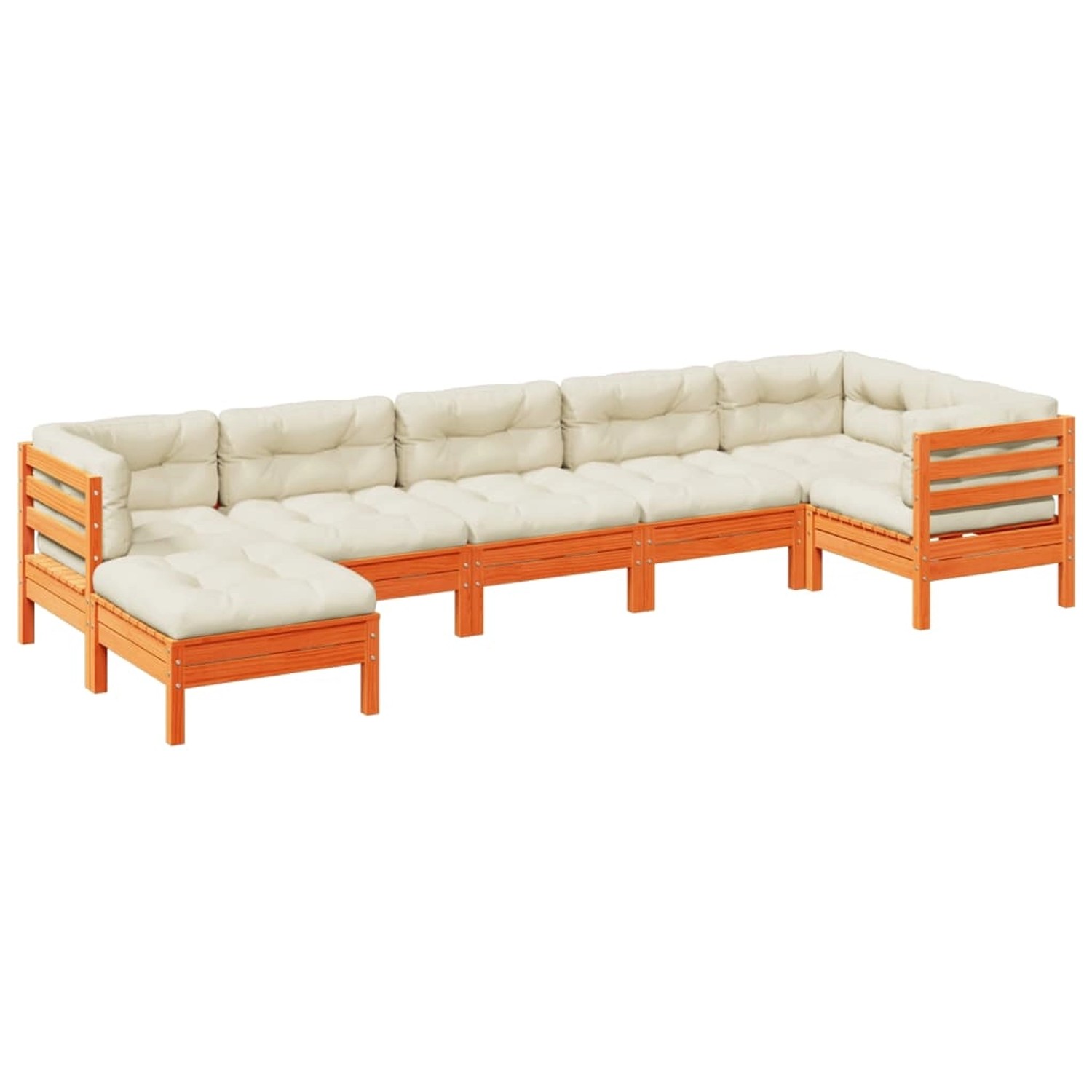 vidaXL 7-Tlg Garten-Sofagarnitur mit Kissen Wachsbraun Kiefernholz 3299549 günstig online kaufen