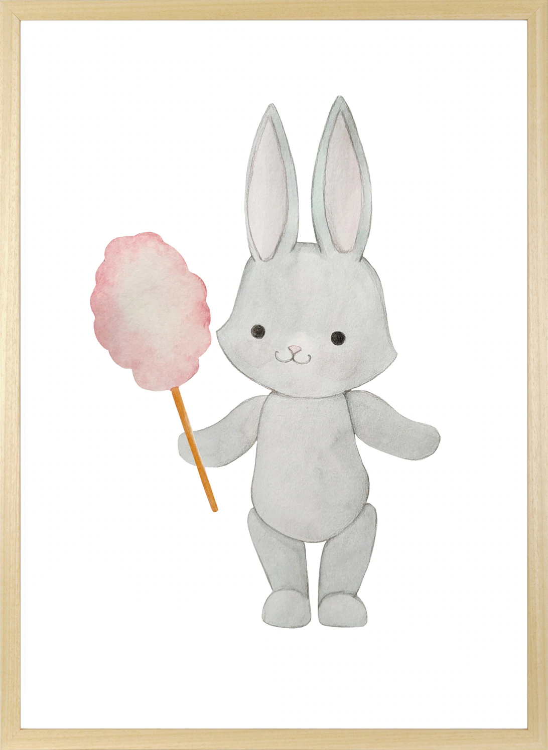 queence Bild mit Rahmen »Hase mit Zuckerwatte«, Fantasy-Hase-Hasen-Haustier günstig online kaufen