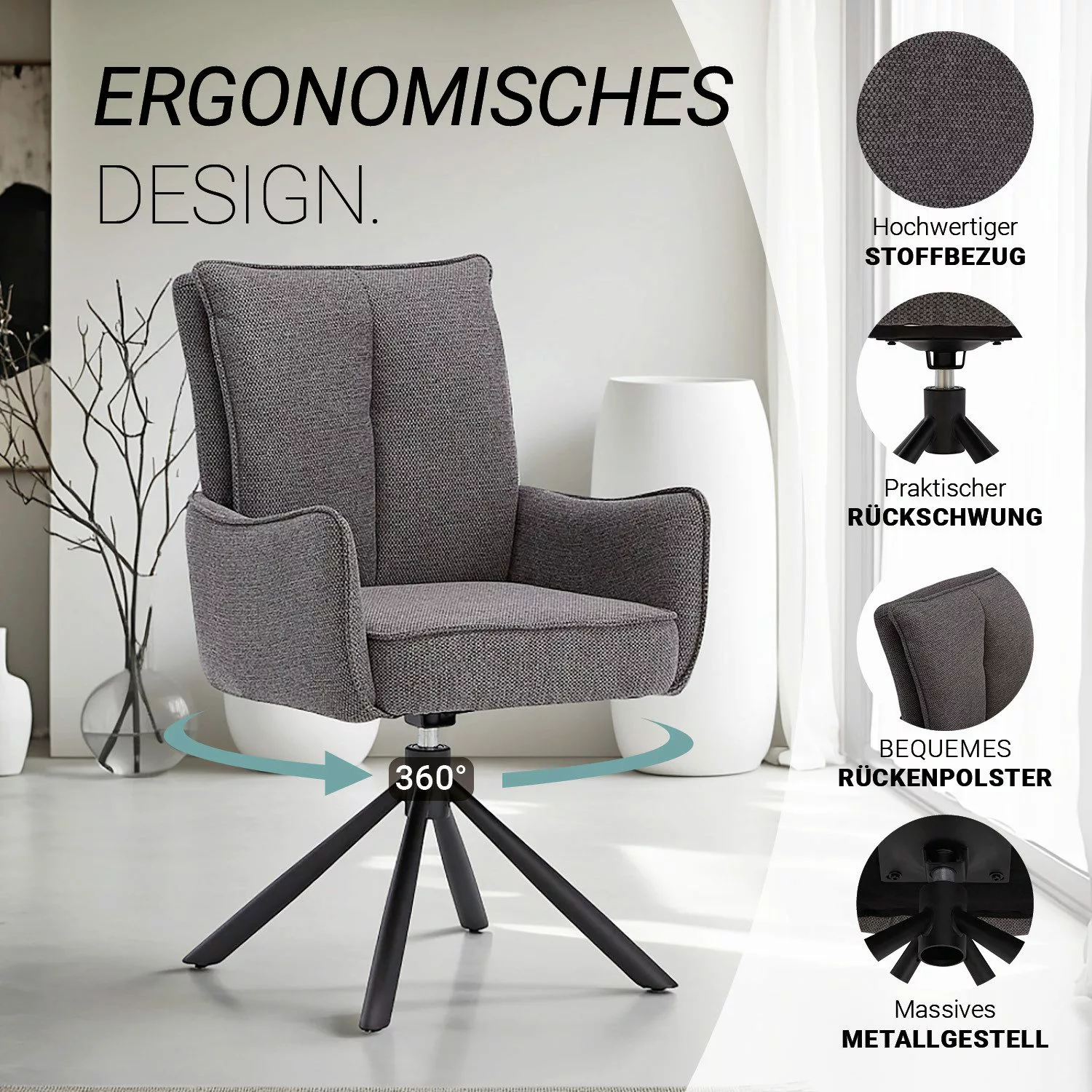 Homestyle4u Polsterstuhl Polstersessel Stühle Esstisch Esszimmerstuhl günstig online kaufen