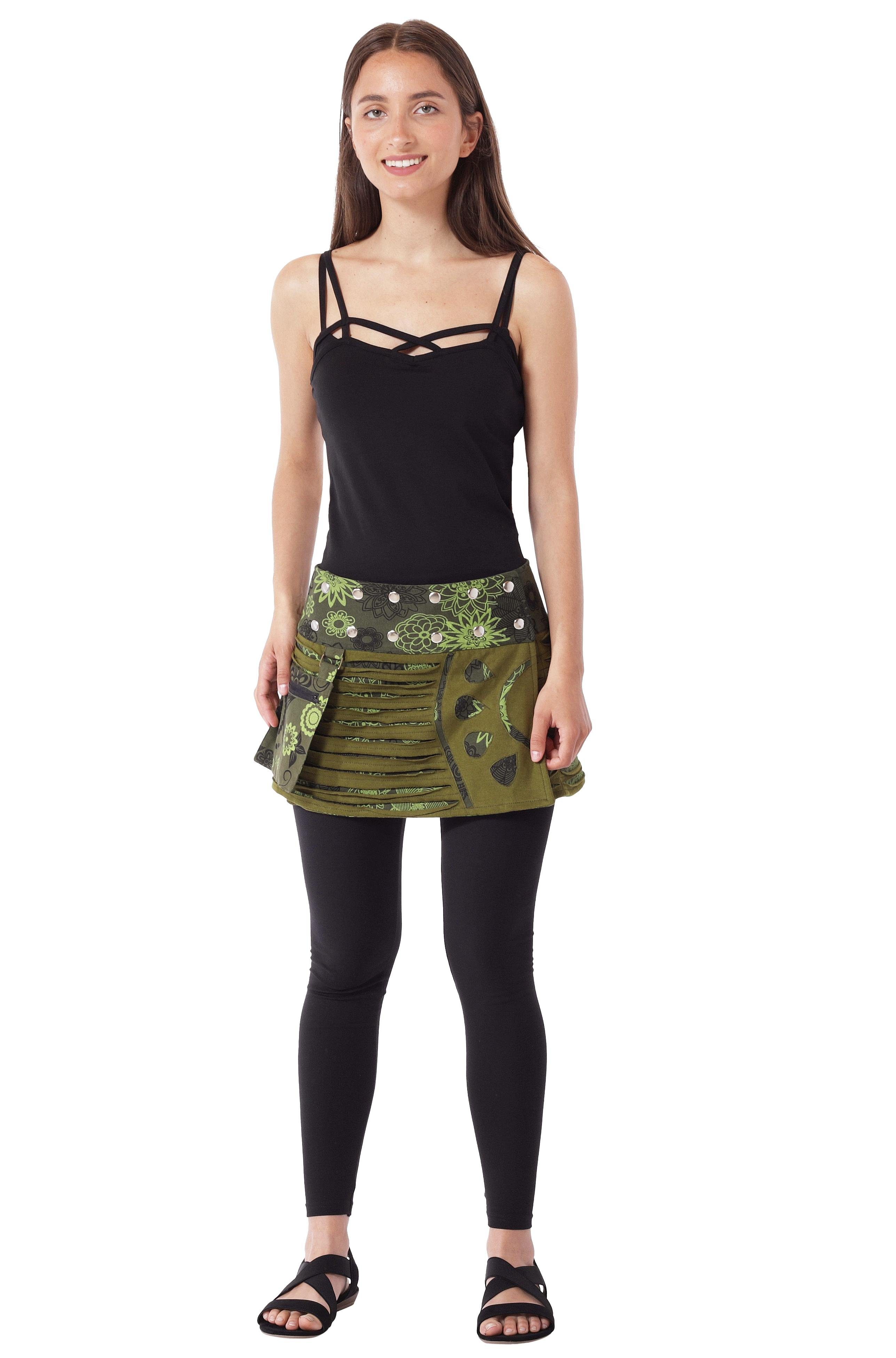 PUREWONDER Wickelrock Damen Rock mit Patchwork günstig online kaufen