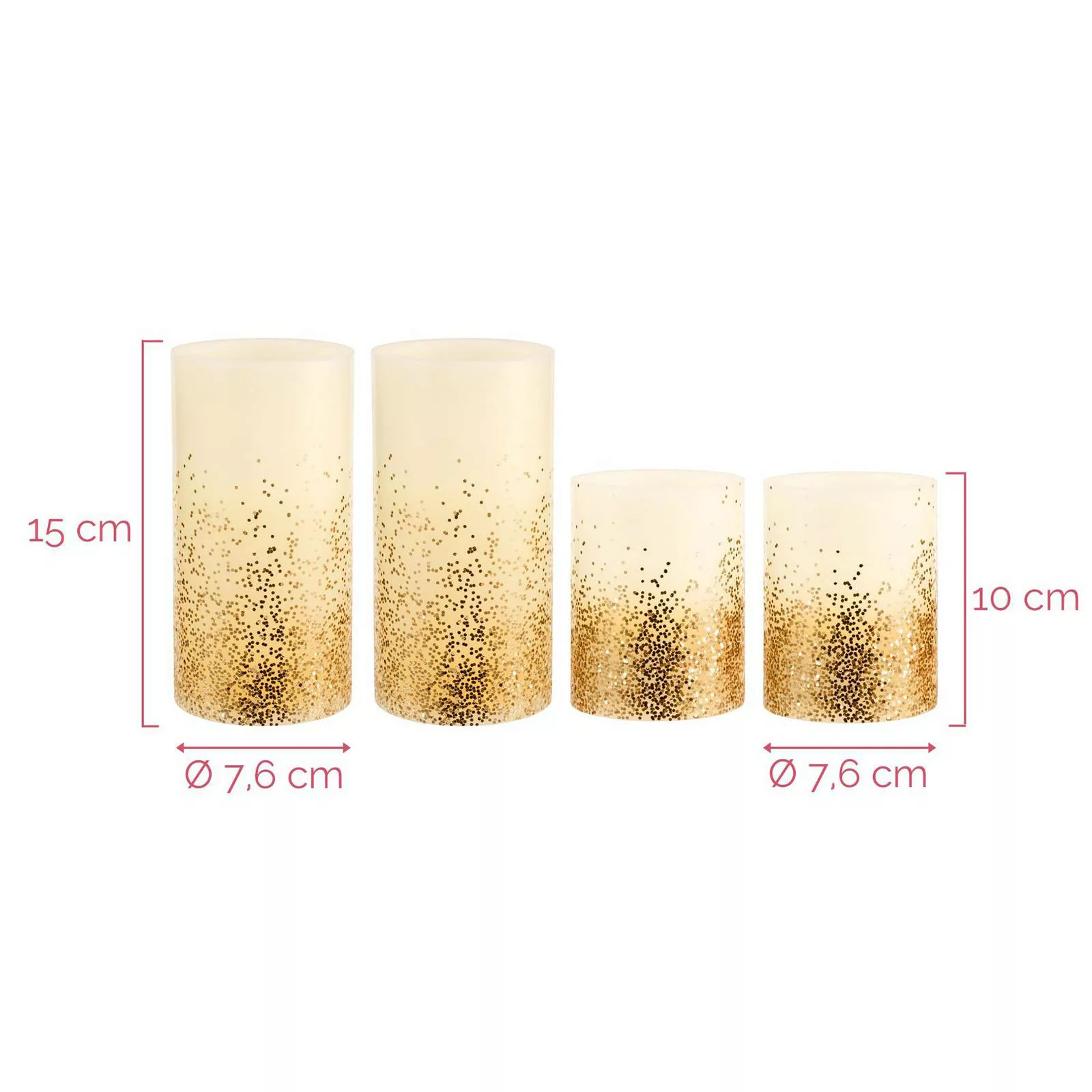 LED Wachskerze Golden Glitter in Elfenbein und Gold 4x 0,2W 4lm günstig online kaufen