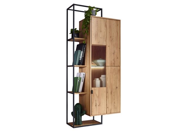 Woodroom Hängevitrine Siona (Wildeiche massiv geölt 70x173x40 cm) Hängeschr günstig online kaufen