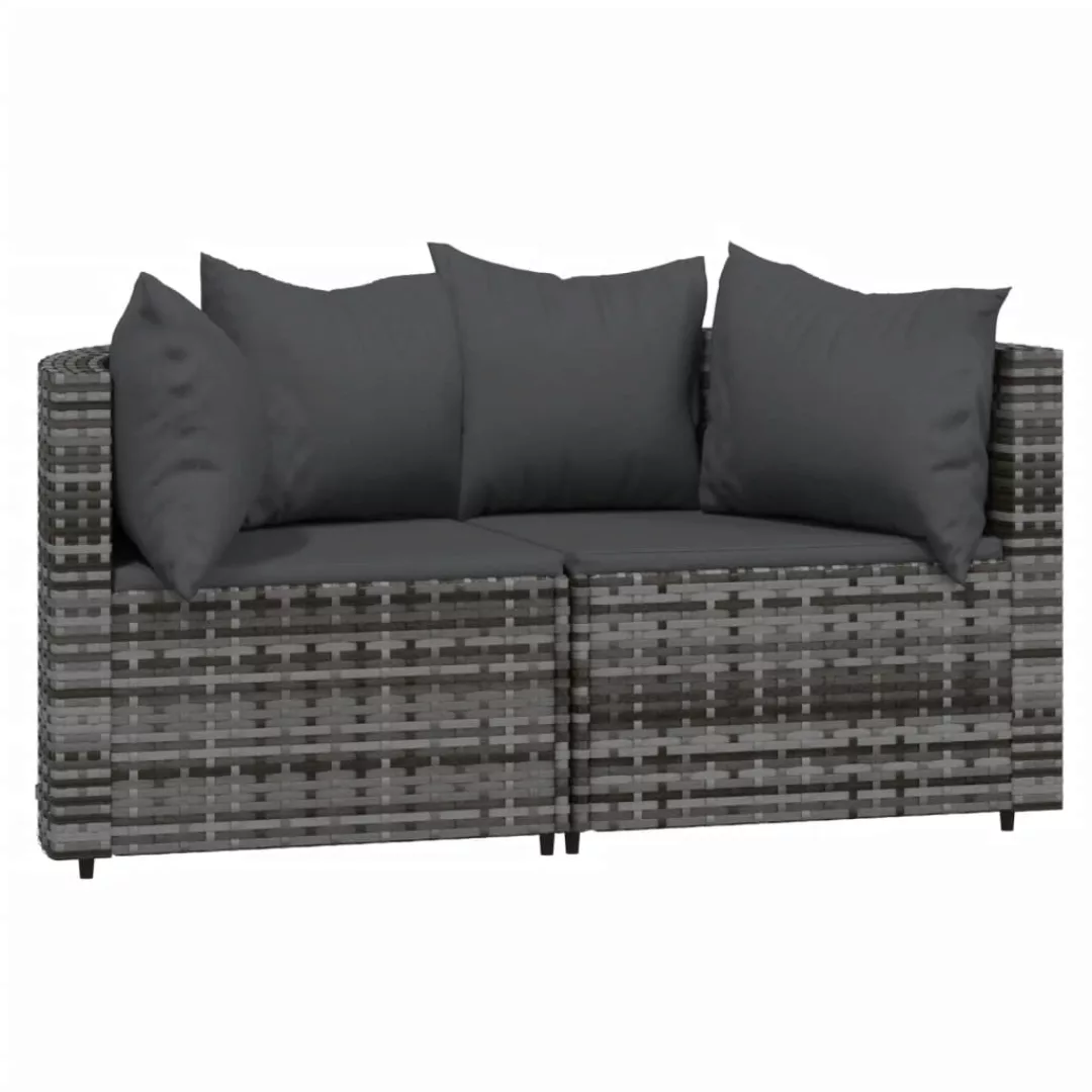 Vidaxl Garten-ecksofas Mit Kissen 2 Stk. Grau Poly Rattan günstig online kaufen