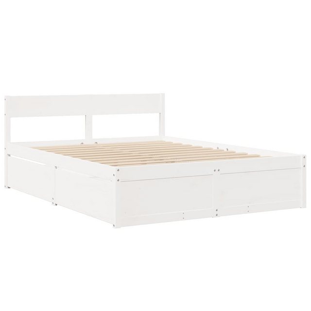 vidaXL Bett Massivholzbett mit Schubladen Weiß 160x200 cm Kiefer günstig online kaufen