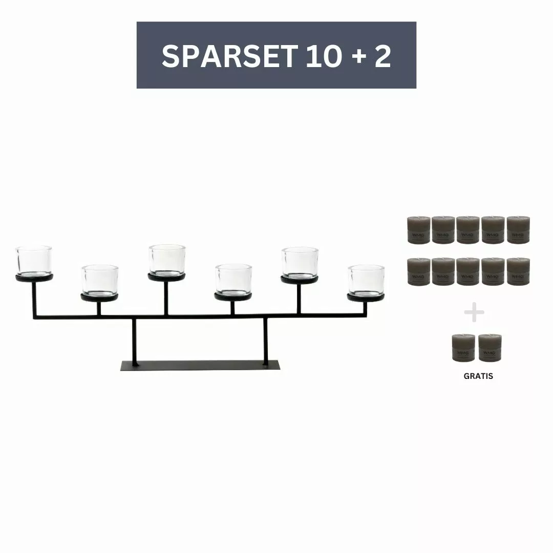 Sparset Eisenleuchter Tizio inkl. 2 Sets Kerzen-Grau günstig online kaufen