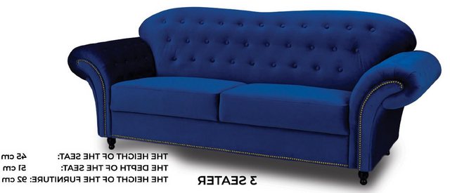 Xlmoebel Sofa Textil-Dreisitzer-Couch in Blau für die Einrichtung von Sofas günstig online kaufen