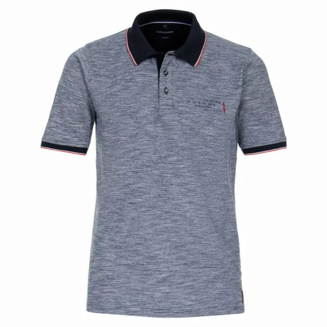 CASAMODA Poloshirt Große Größen Stretch-Poloshirt marine melange Mini-Print günstig online kaufen