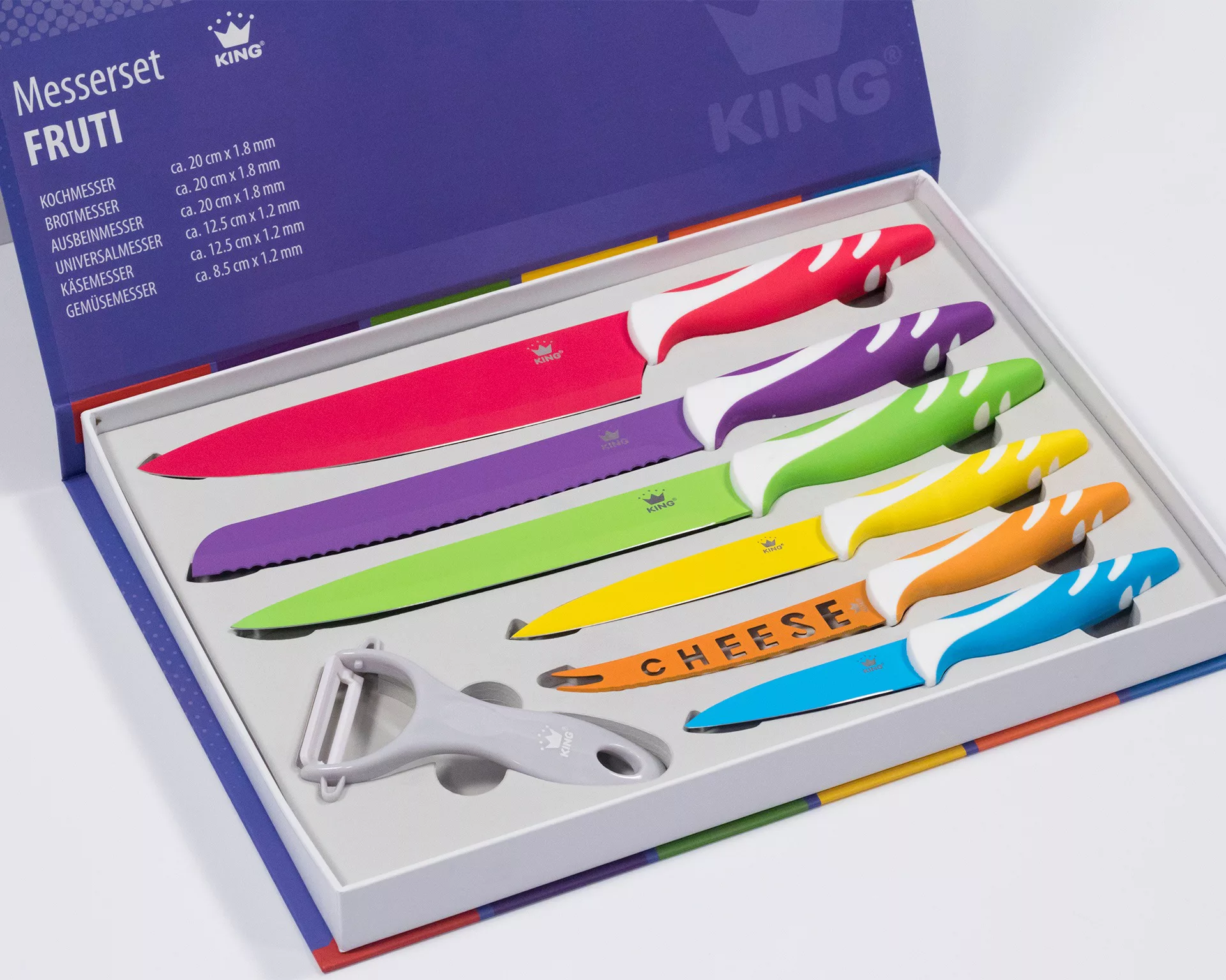 KING Messer-Set »FRUTI«, (Set, 6 tlg., mit Käsemesser-arbenfroher Farbmix), günstig online kaufen