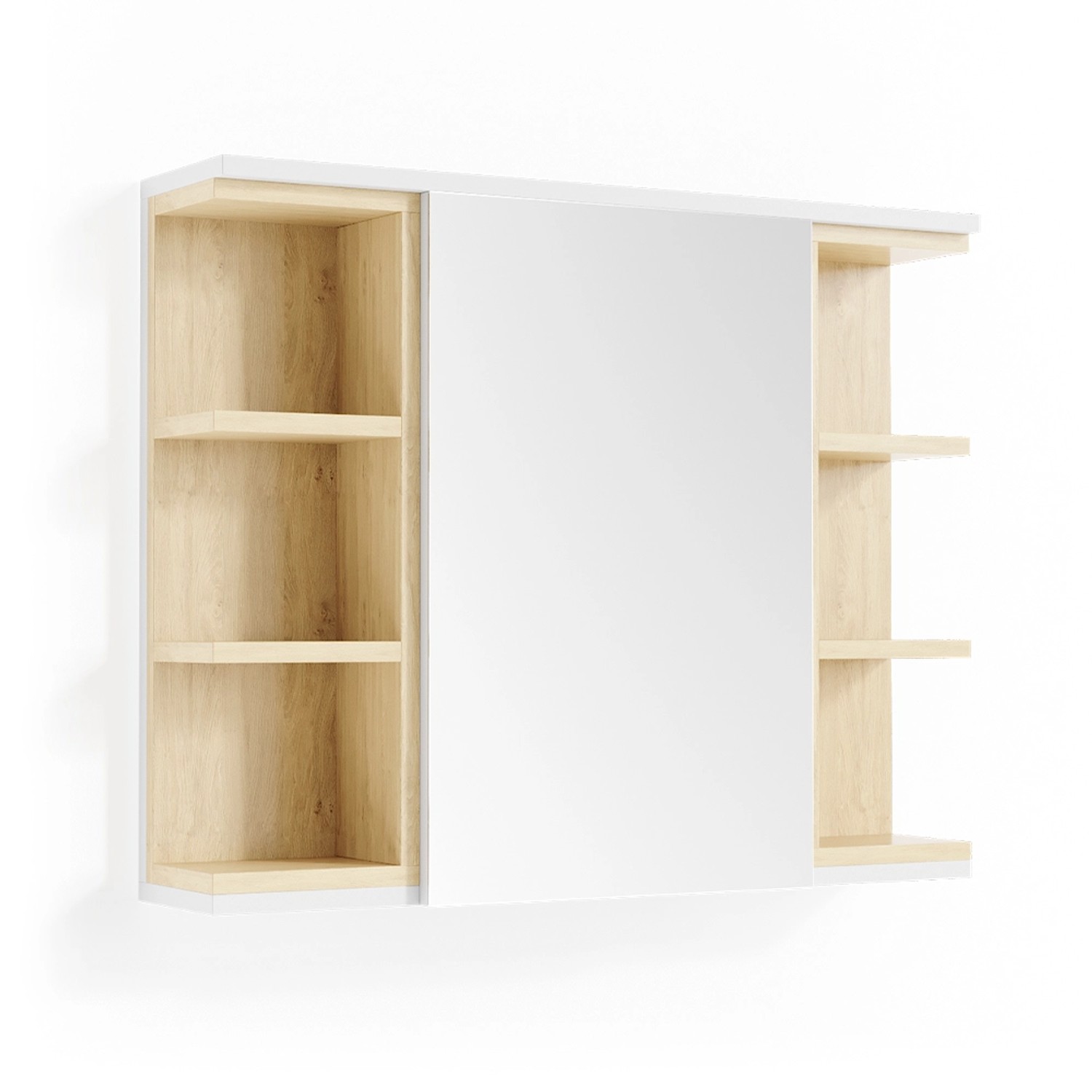 Vicco Badspiegelschrank Aquis Weiß/Sonoma 79 x 64 cm günstig online kaufen