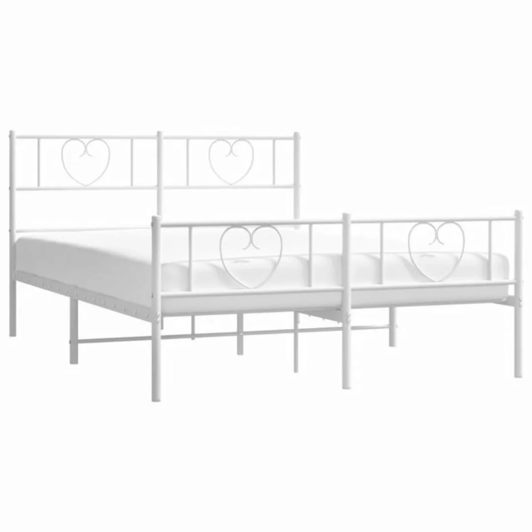 vidaXL Bett Bettgestell mit Kopf- und Fußteil Metall Weiß 160x200 cm günstig online kaufen