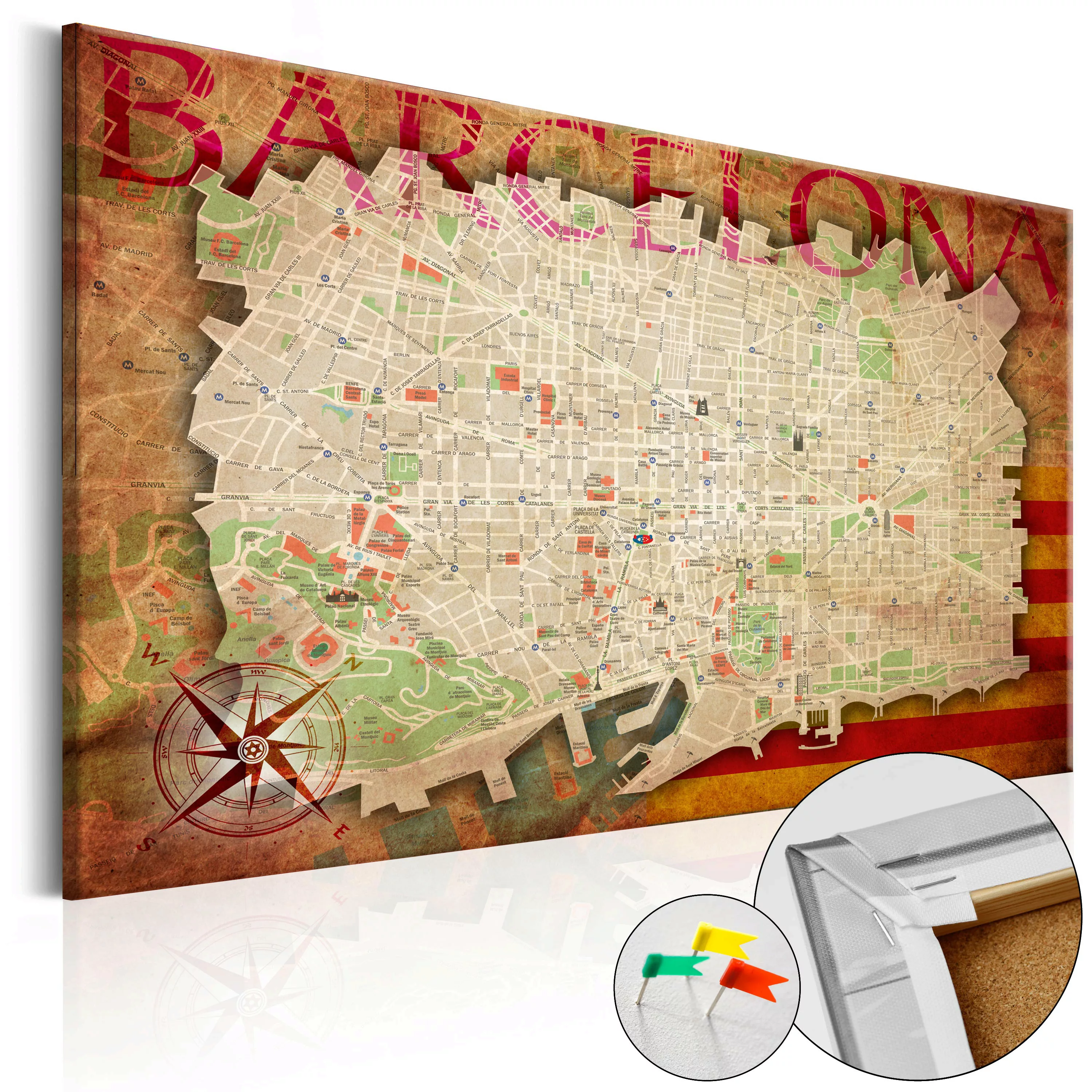 Korkbild - Map Of Barcelona [cork Map] günstig online kaufen