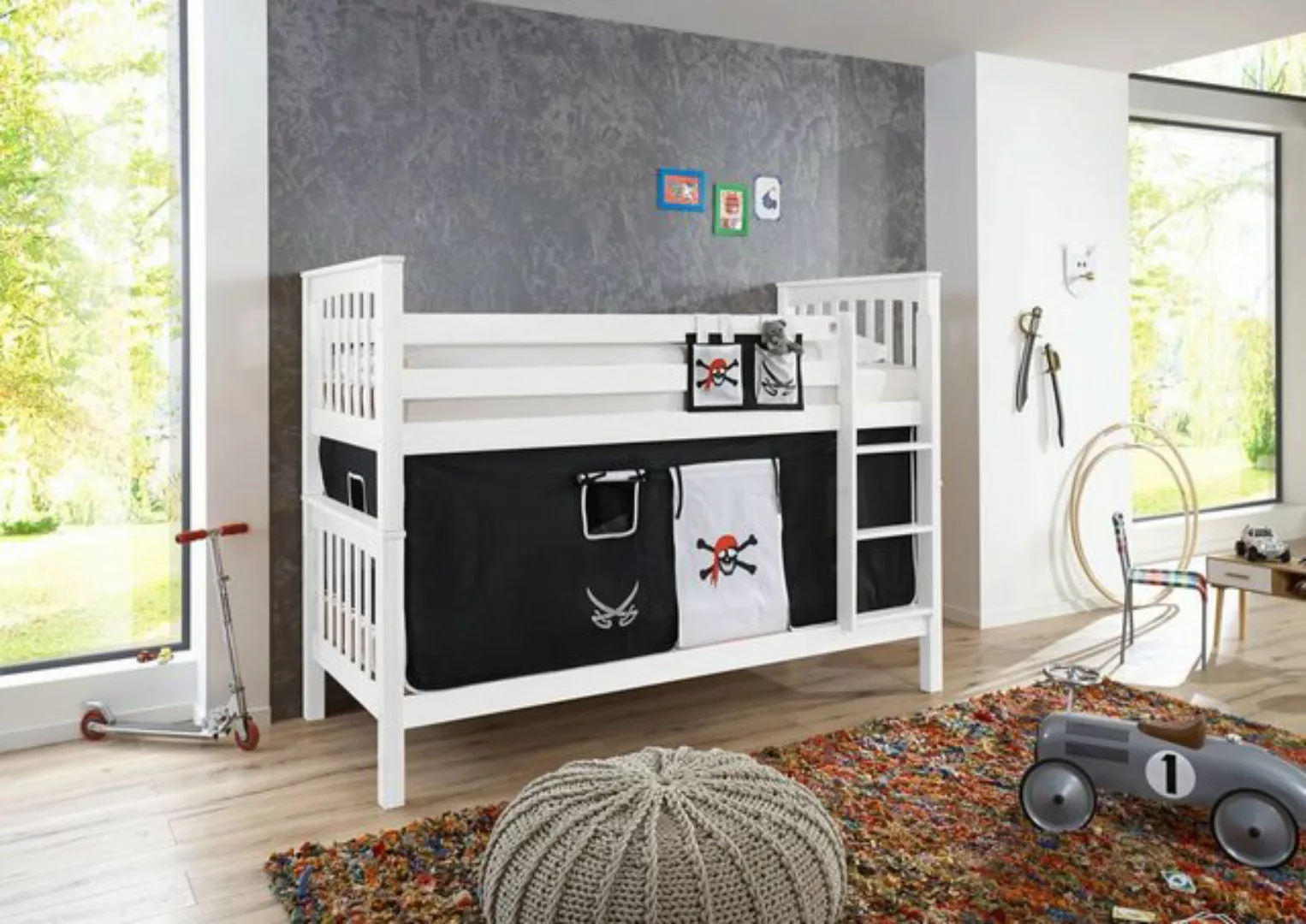 Natur24 Einzelbett Enzelbett Kick Buche Weiß lackiert 90x200 cm günstig online kaufen