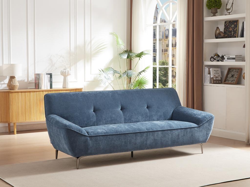 Sofa 3-Sitzer - Stoff - Blau - PAVULIA günstig online kaufen