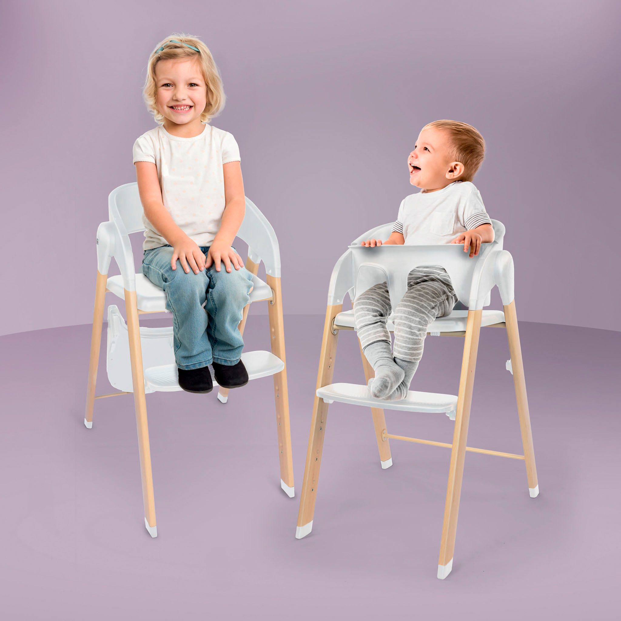 BabyGo Kombihochstuhl »Levels, white wood optic«, platzsparend zusammenklap günstig online kaufen