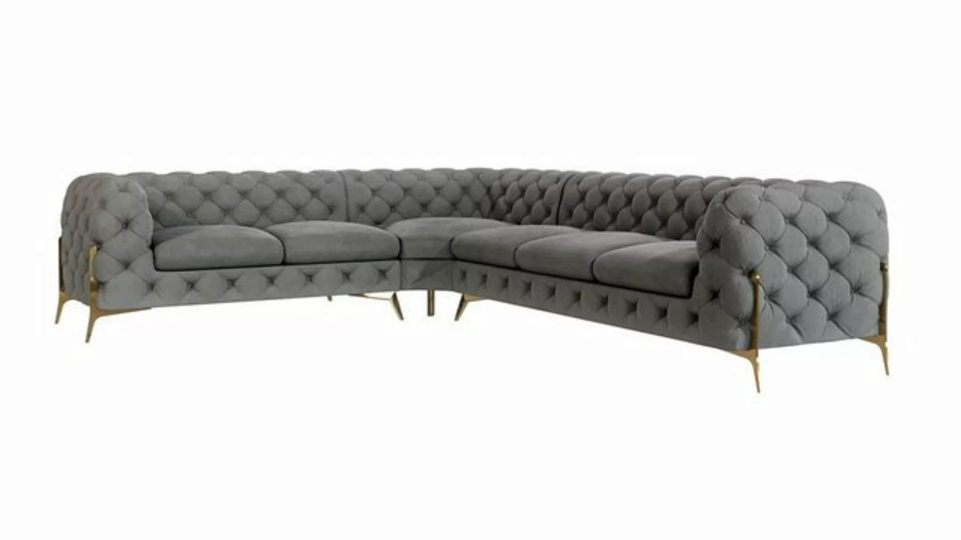 S-Style Möbel Ecksofa Chesterfield Ashley mit Goldene Metall Füßen, Die Eck günstig online kaufen