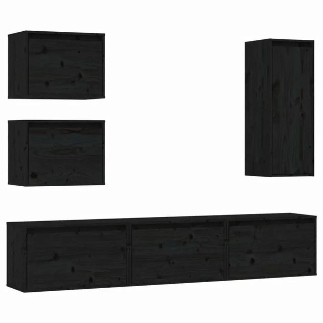 vidaXL TV-Schrank TV-Schränke 6 Stk Schwarz Massivholz Kiefer Lowboard Lowb günstig online kaufen