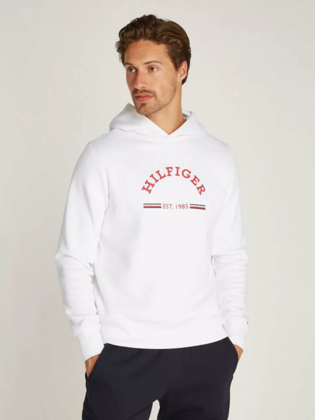 Tommy Hilfiger Kapuzensweatshirt ROUNDALL HOODY kontrastfarbener Markenprin günstig online kaufen