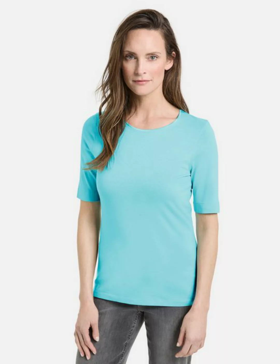 GERRY WEBER Kurzarmshirt Nachhaltiges T-Shirt mit satiniertem Ausschnitt günstig online kaufen