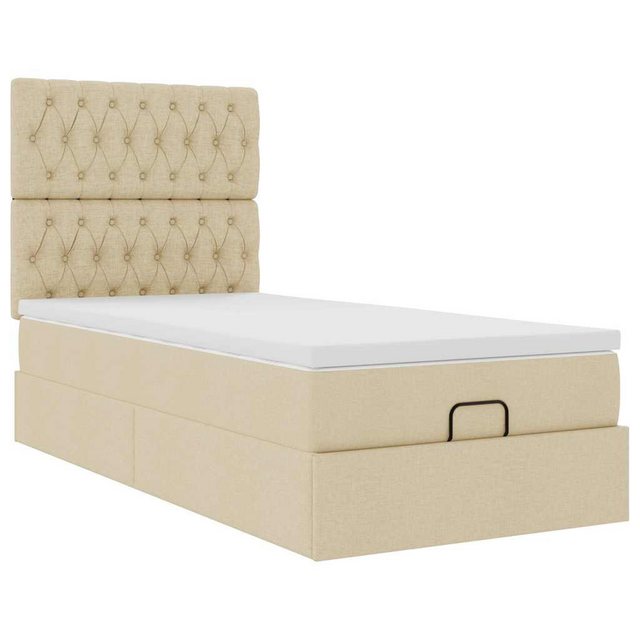 vidaXL Bett Ottoman-Bett mit Matratze Creme 80x200 cm Stoff günstig online kaufen