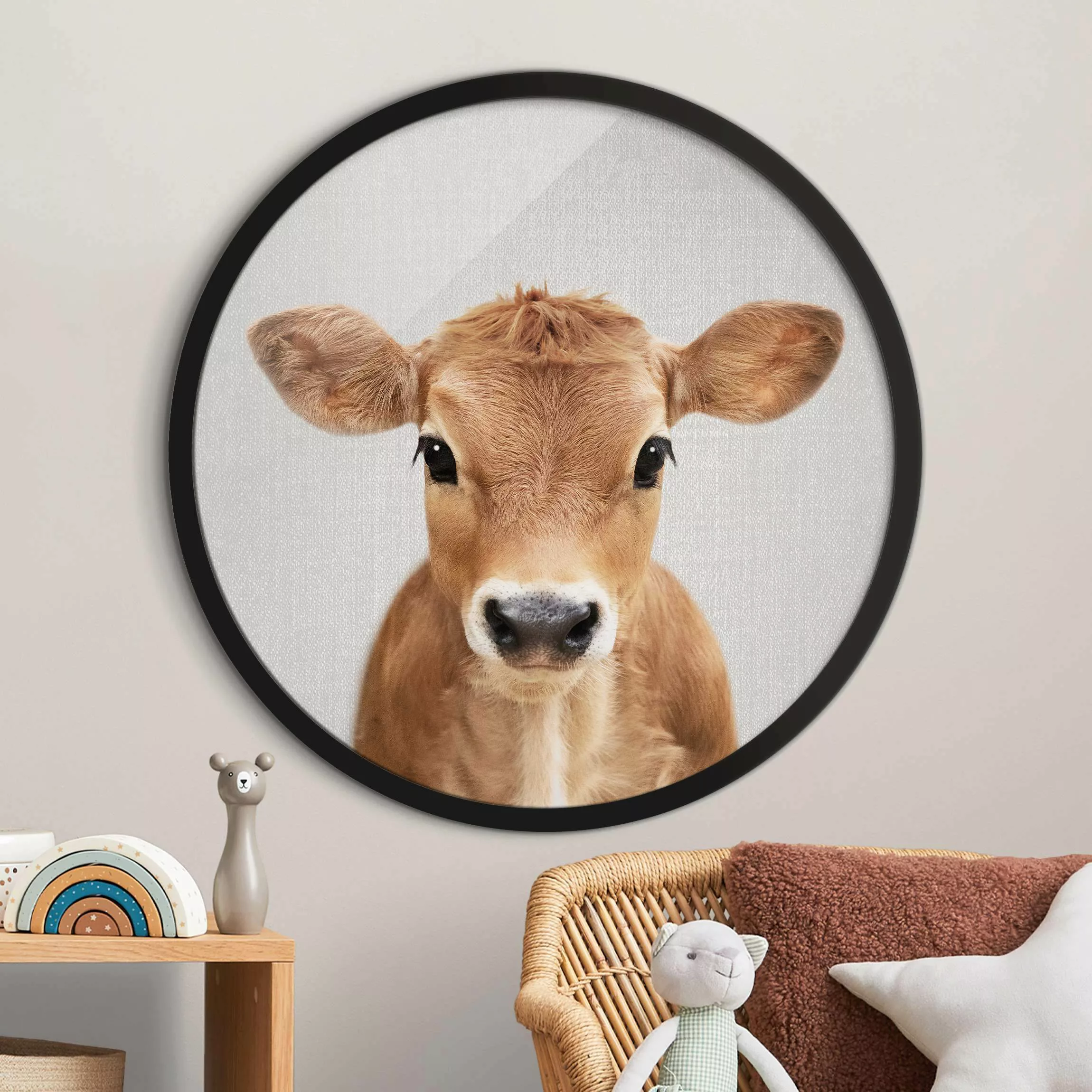 Rundes Gerahmtes Bild Baby Kuh Kira günstig online kaufen