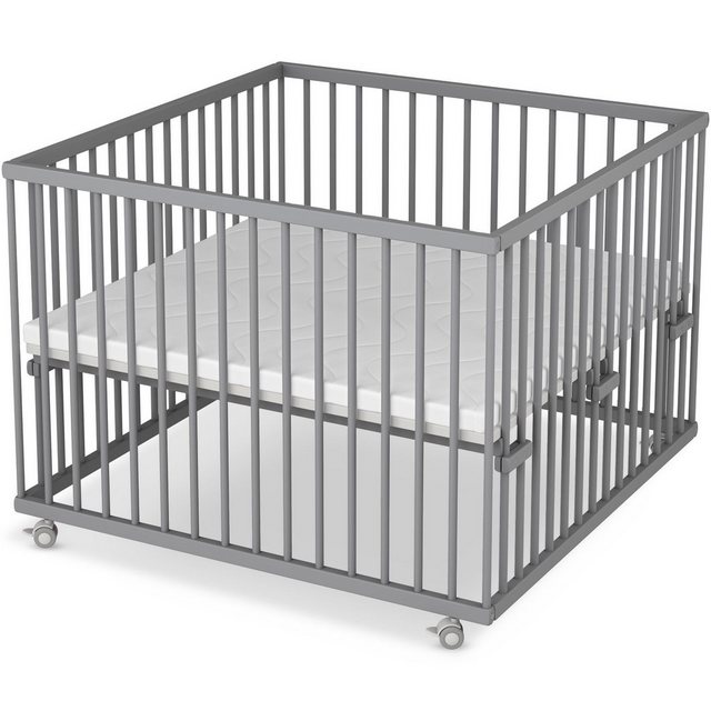 Sämann Babybett Laufgitter 100x100 cm mit Matratze SleepPlus grau Premium K günstig online kaufen