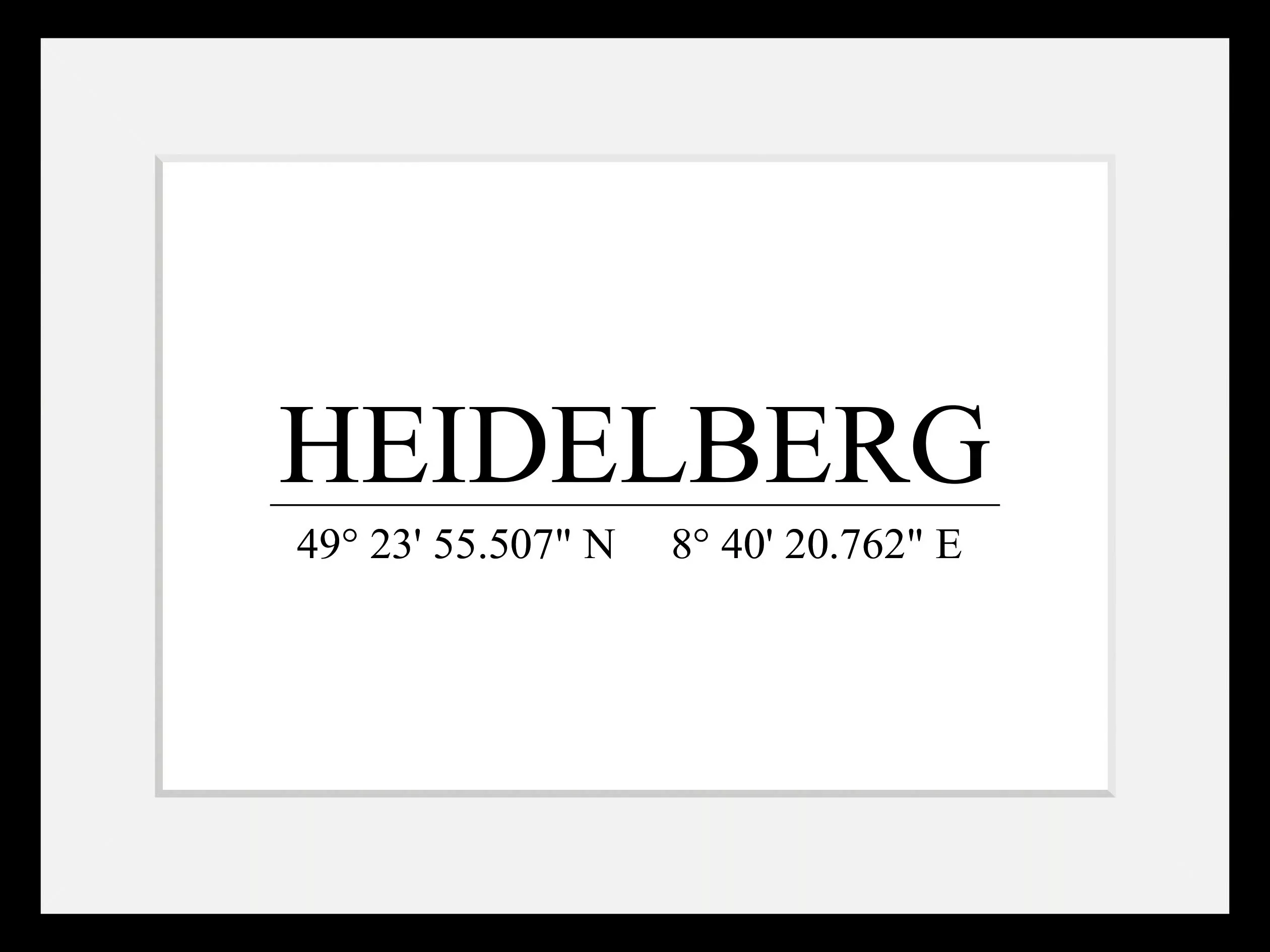 queence Bild "Heidelberg", Städte-Schriftzug-Deutschland-Stadt-Schwarz-Weiß günstig online kaufen