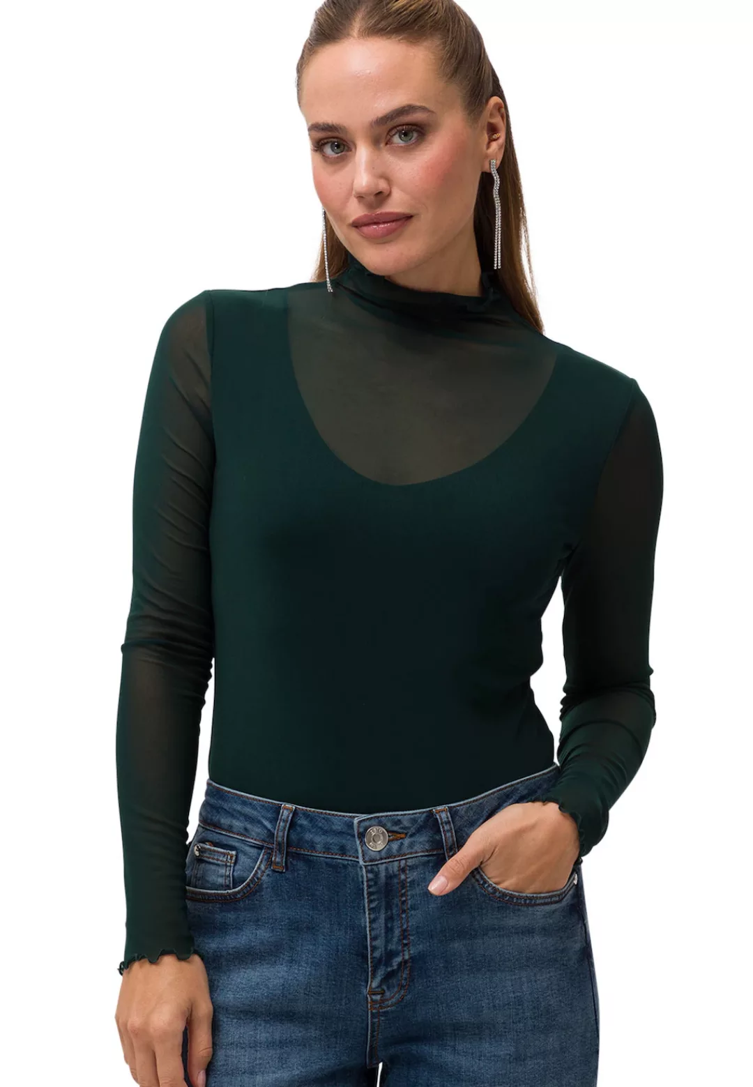 Zero 3/4-Arm-Shirt zero Jerseyshirt mit Glitzereffekt (1-tlg) Plain/ohne De günstig online kaufen