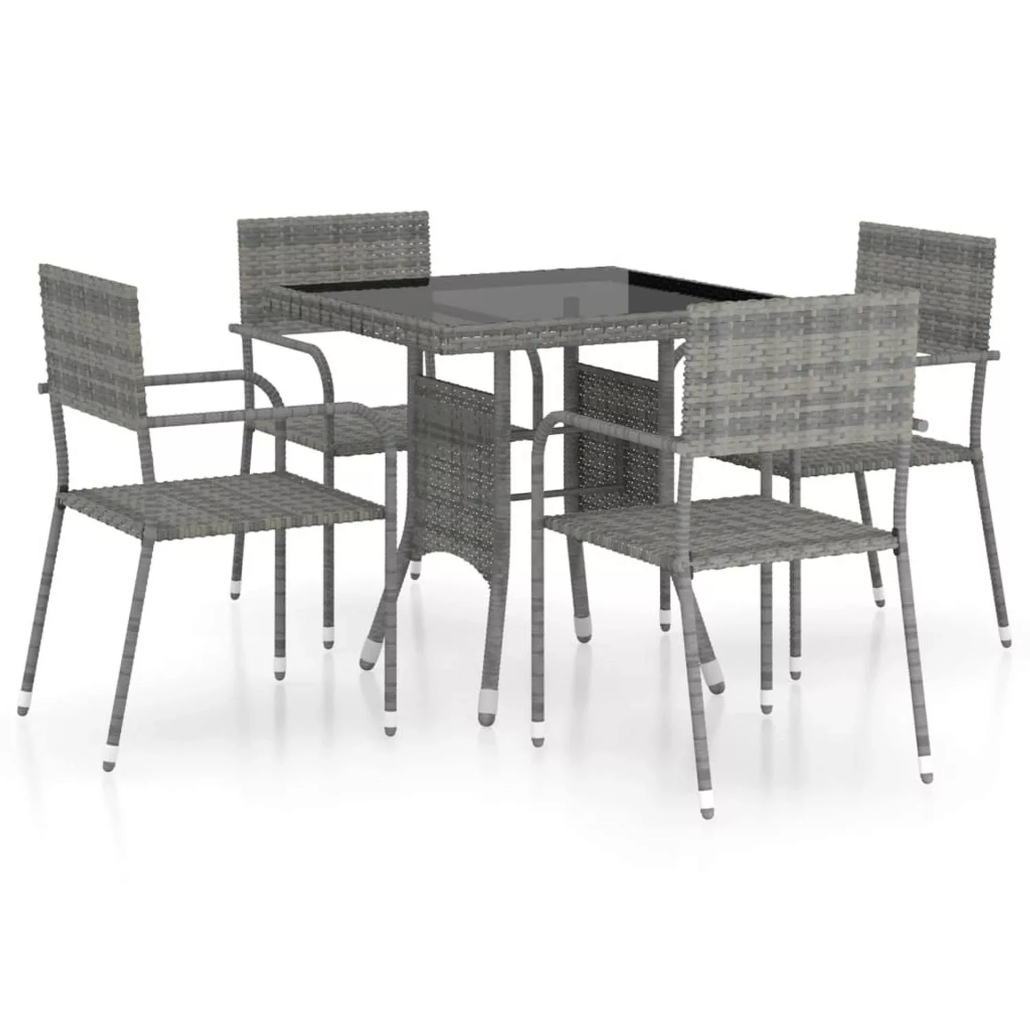 vidaXL 5-tlg Garten-Essgruppe Poly Rattan Grau Modell 1 günstig online kaufen