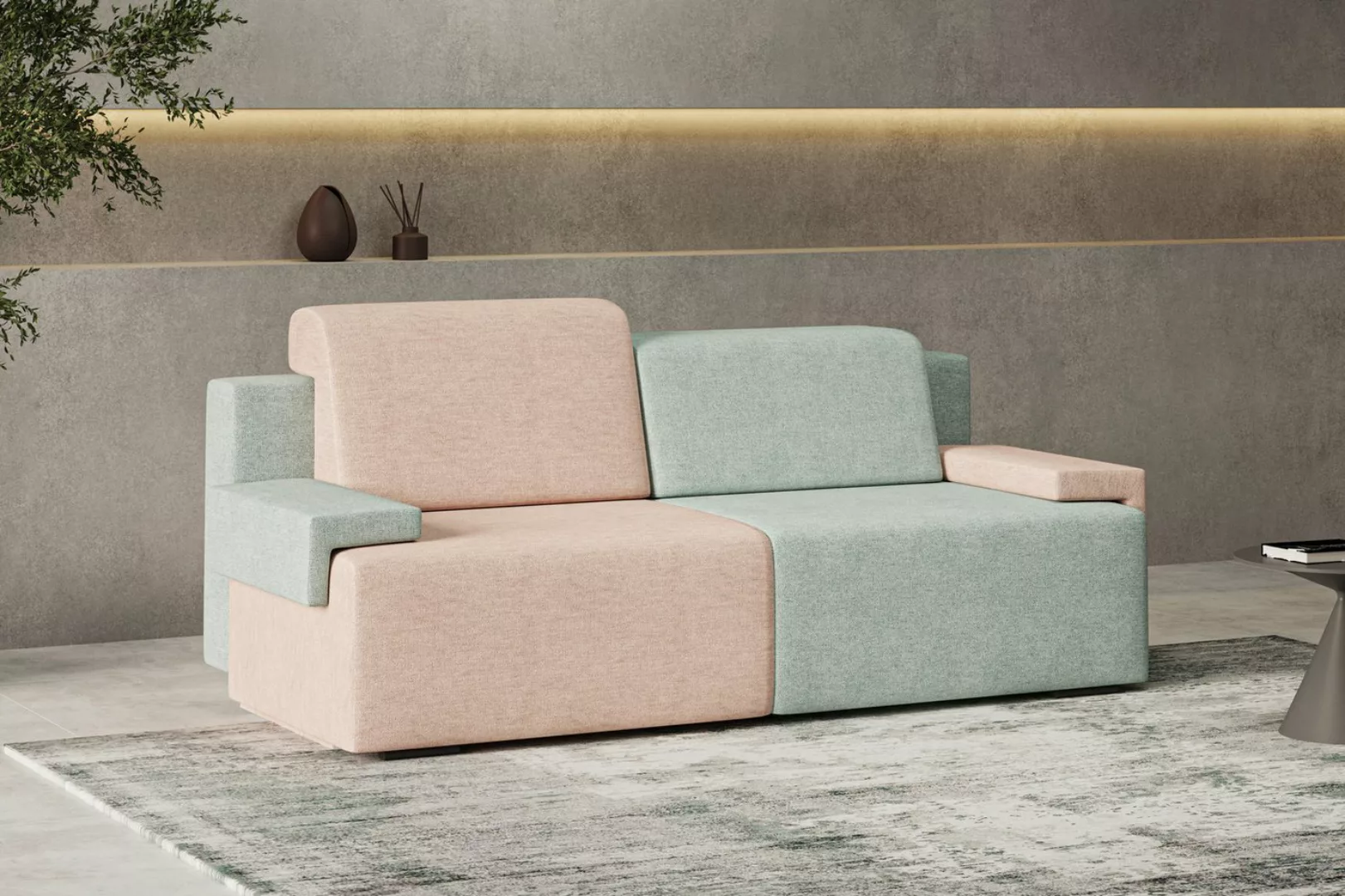 MOEBLO Schlafsofa HOOK, Modernes Design mit Schlaffunktion und Bettkasten, günstig online kaufen