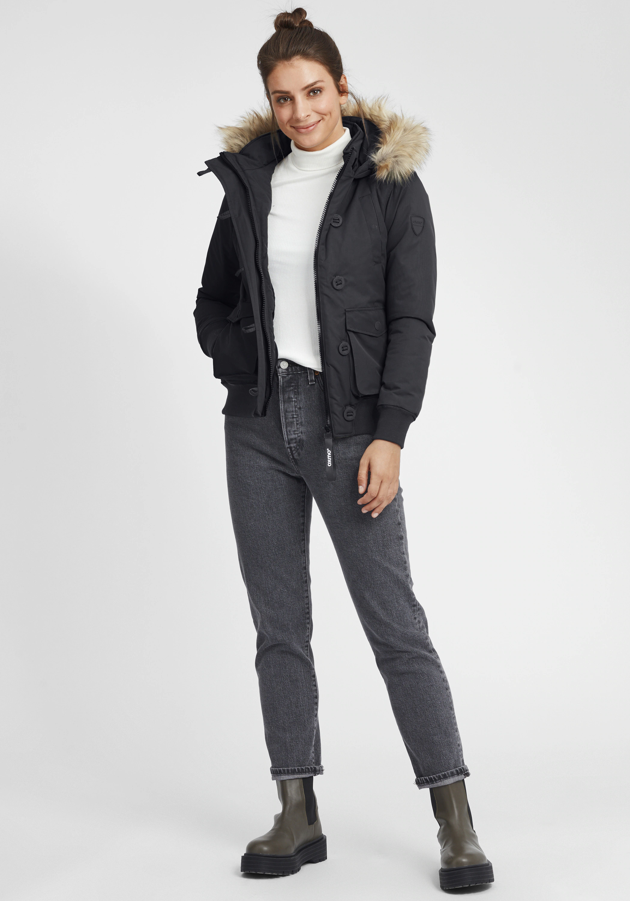 OXMO Winterjacke OXAcila Wattierte Winterjacke mit Kapuze und abnehmbarem K günstig online kaufen