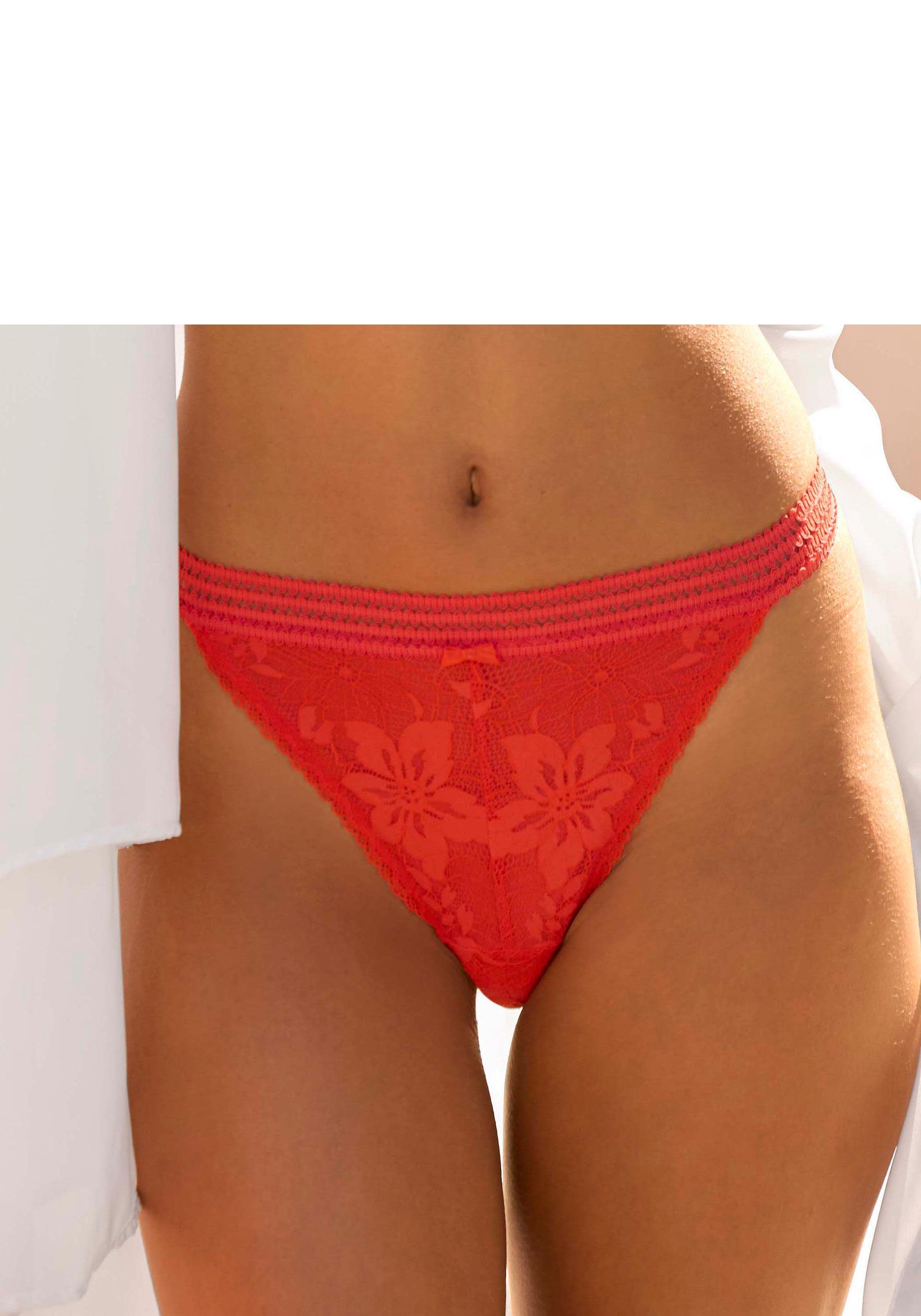 LASCANA Tanga aus floraler Jacquardspitze günstig online kaufen