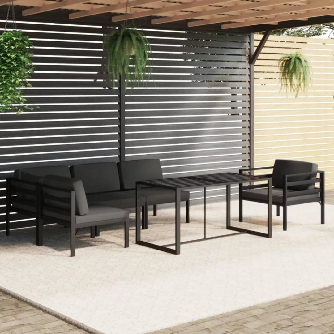 Vidaxl 6-tlg. Garten-lounge-set Mit Kissen Aluminium Anthrazit günstig online kaufen