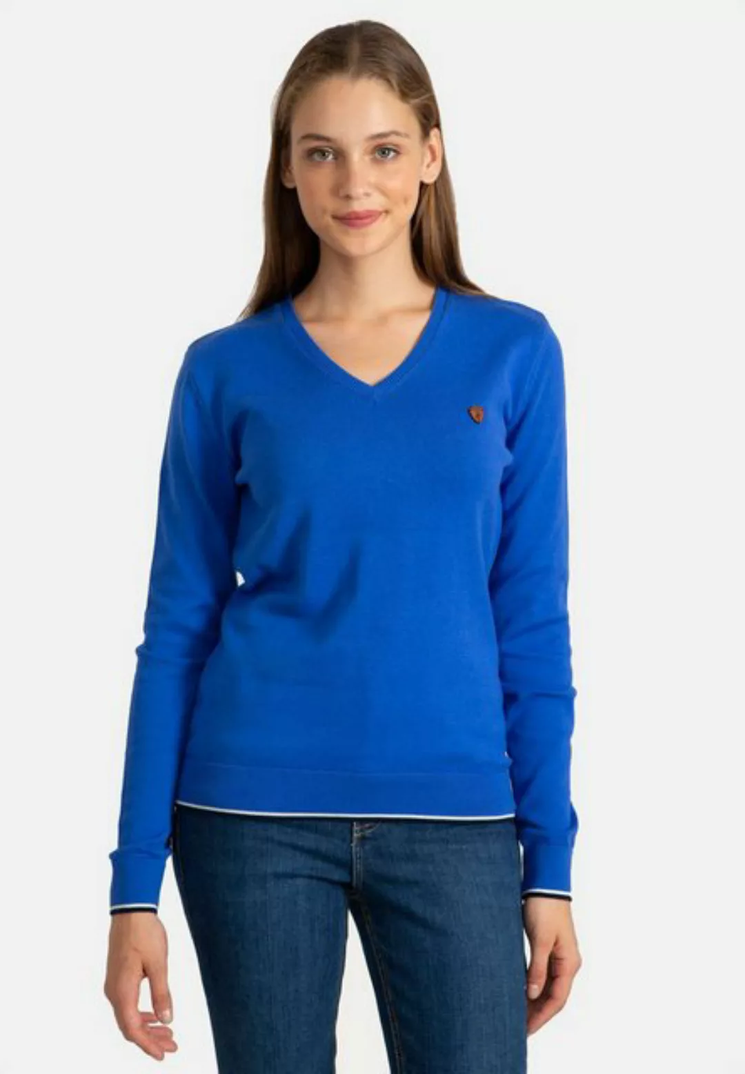 Jacey Quinn Sweatshirt V-Neck With Arm Patch günstig online kaufen