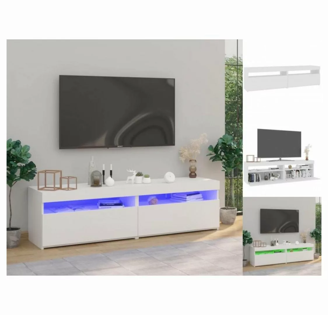 vidaXL TV-Schrank TV-Schränke 2 Stk mit LED-Leuchten Weiß 75x35x40 cm Lowbo günstig online kaufen