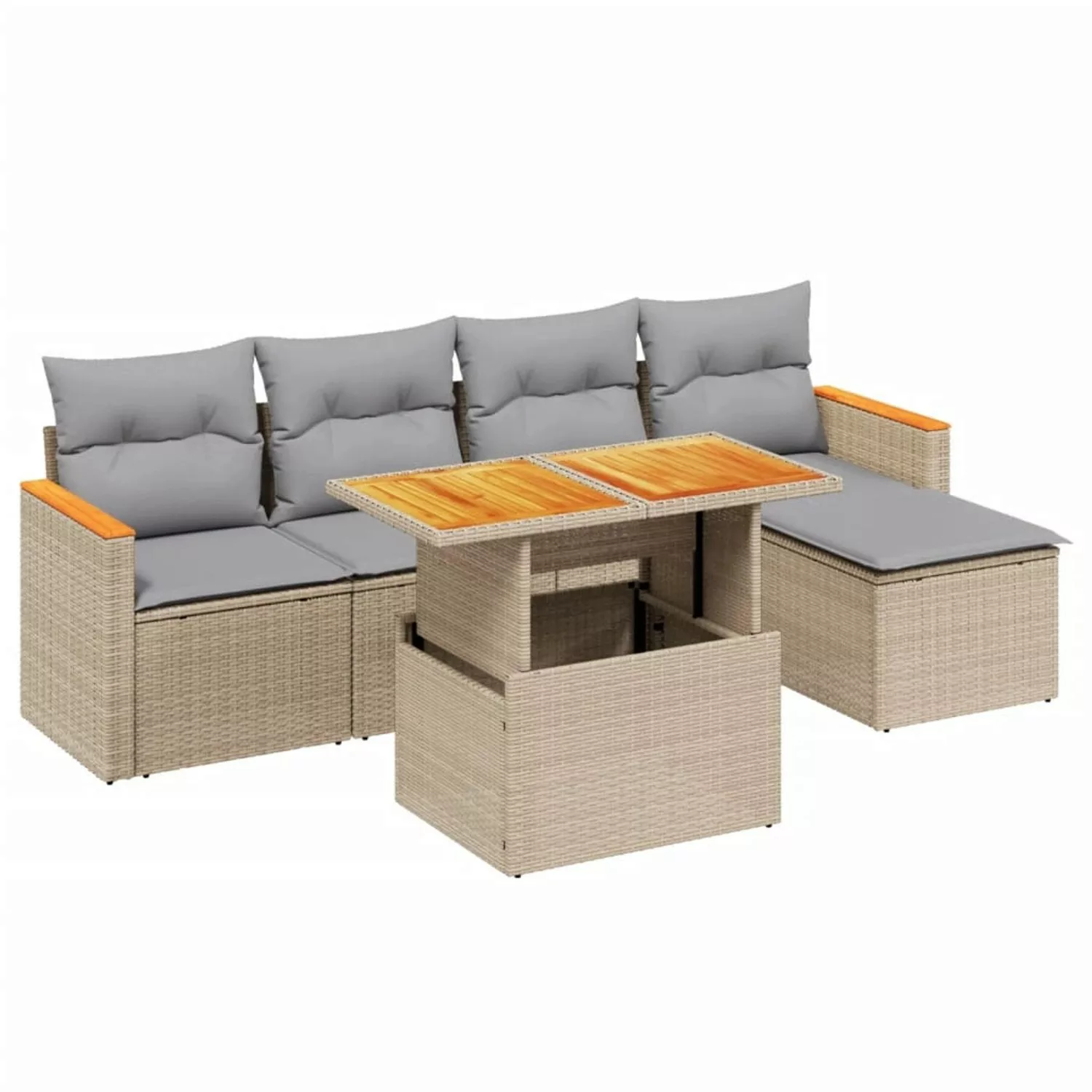 vidaXL 6-tlg Garten-Sofagarnitur mit Kissen Beige Poly Rattan Modell 352 günstig online kaufen