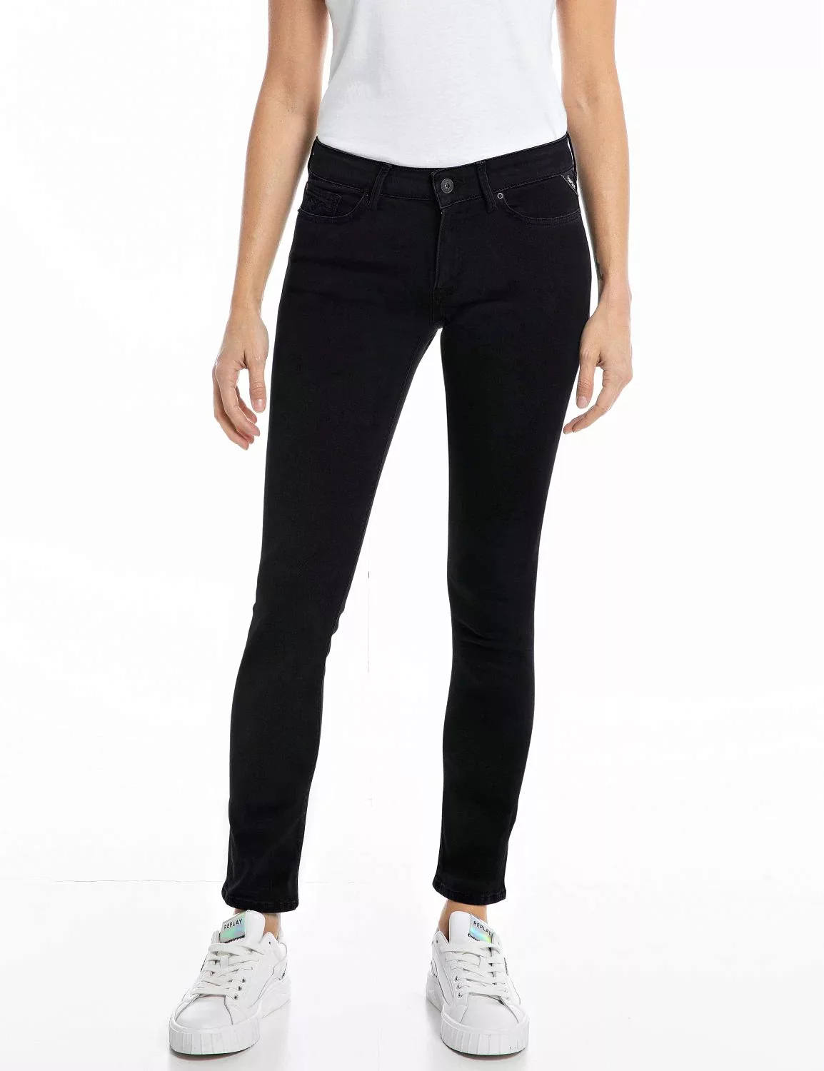 Replay Damen Jeans Jeanshose NEW LUZ - Skinny Fit Schwarz - Black Denim günstig online kaufen