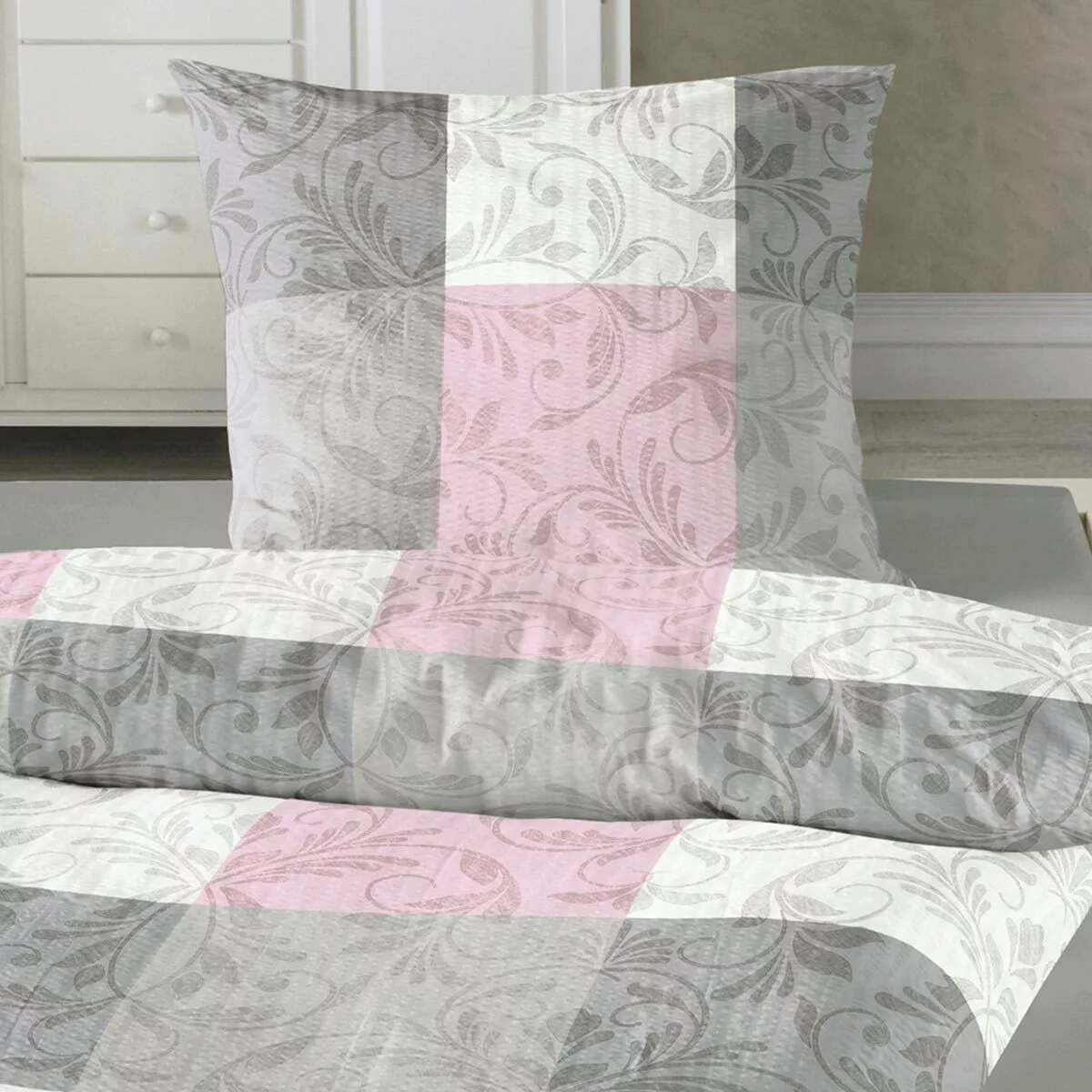 TRAUMSCHLAF Bettwäsche Fleur rose, Seersucker, 2 günstig online kaufen