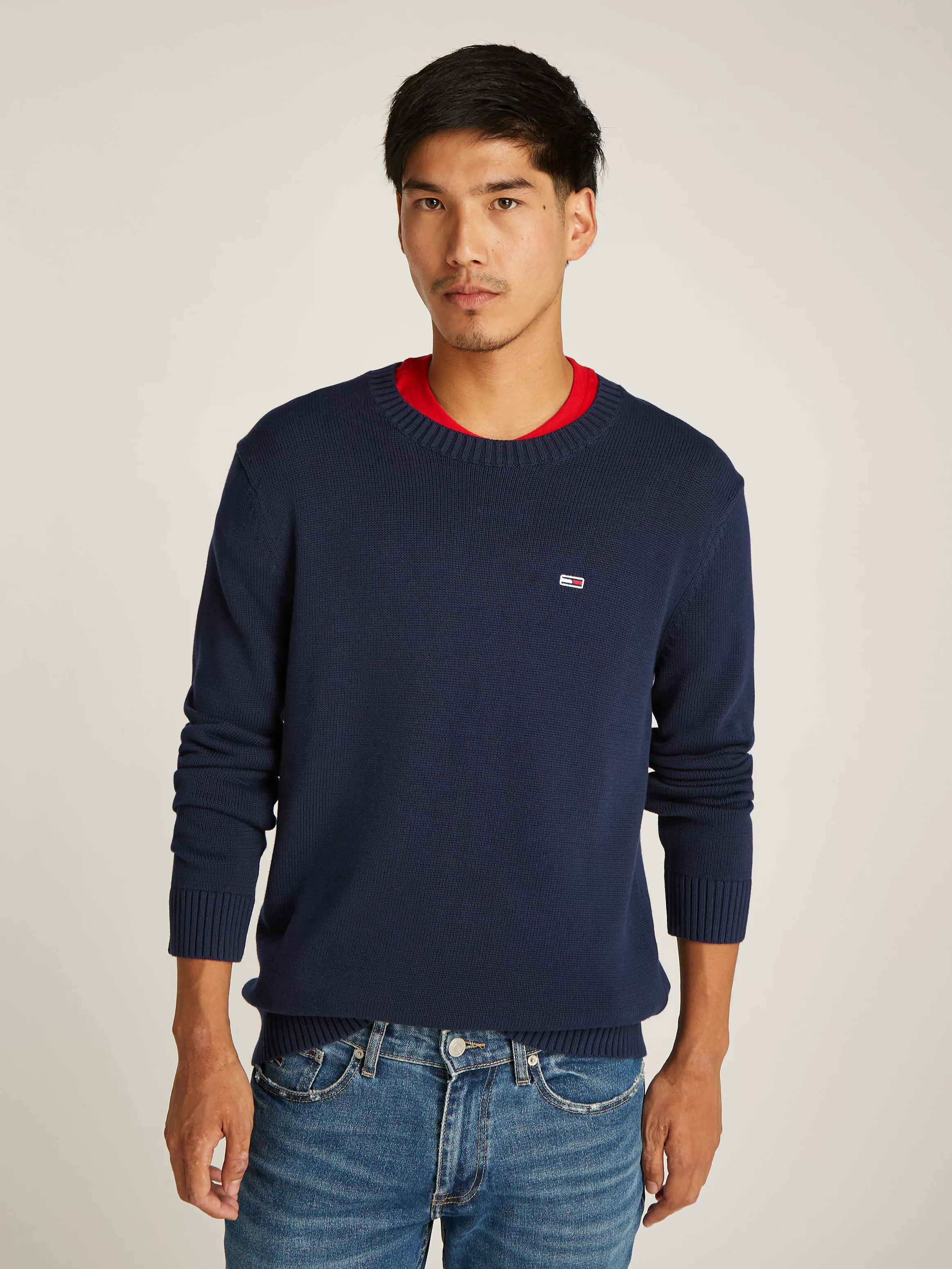 Tommy Jeans Strickpullover "TJM SLIM ESSNTLS C-NECK SWEATER", mit Markenlog günstig online kaufen