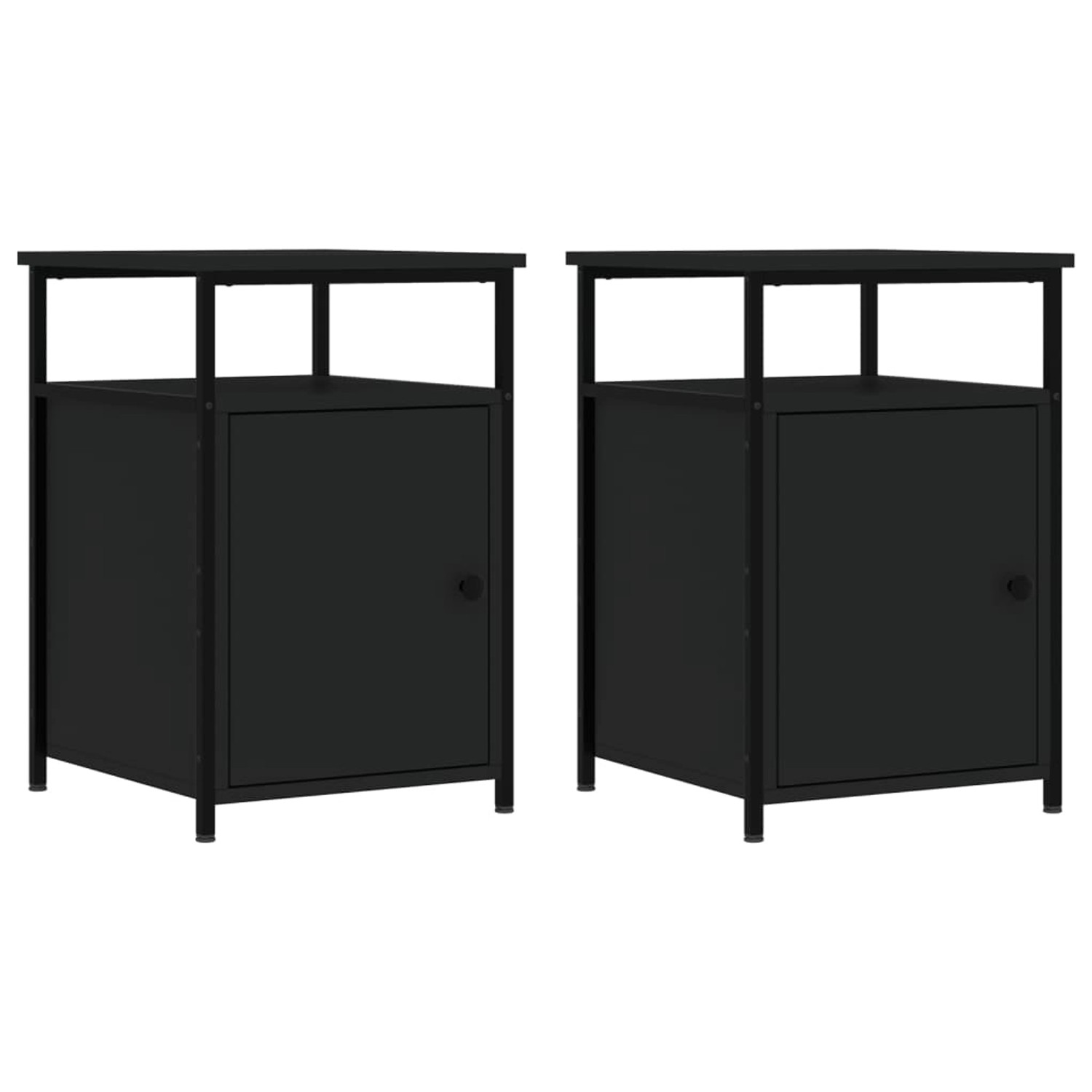 vidaXL Nachttische 2 Stk Schwarz 40x42x60 cm Holzwerkstoff Modell 2 günstig online kaufen